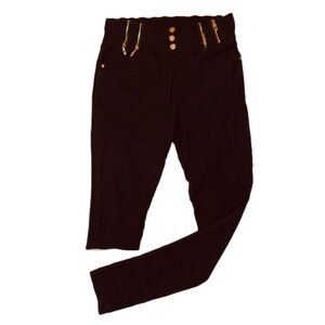 Bae City Black High-Waist Skinny Pants with Gold Hardware